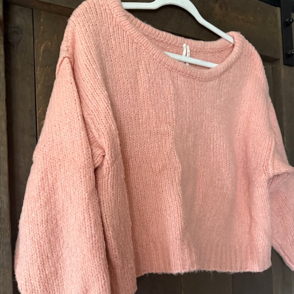 Anthropologie by anthropologie boat neck pink oversized sweater